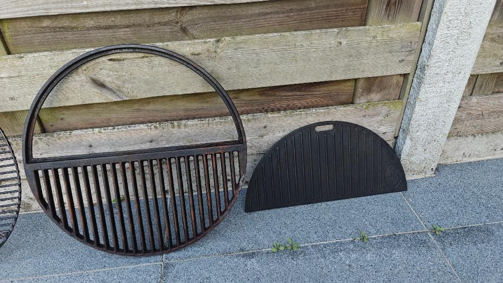 stalen en gietijzeren bbq rooster 45cm, Ophalen, Gebruikt