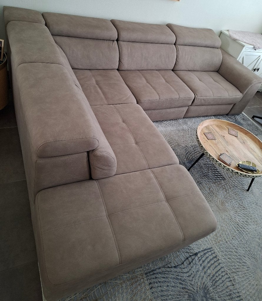 Hoeksofa met electrische relax, Ophalen, Zo goed als nieuw, Overige materialen