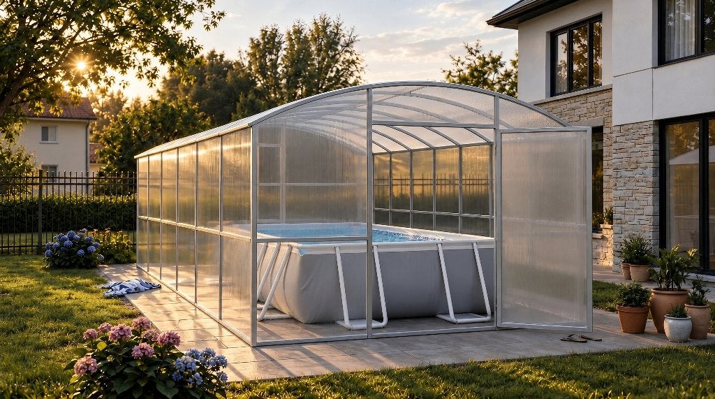 Zwembadoverkapping – 3 m breed; 4–30 m lang; Polycarbonaat, Tuin en Terras, Ophalen of Verzenden, Nieuw, Overige typen