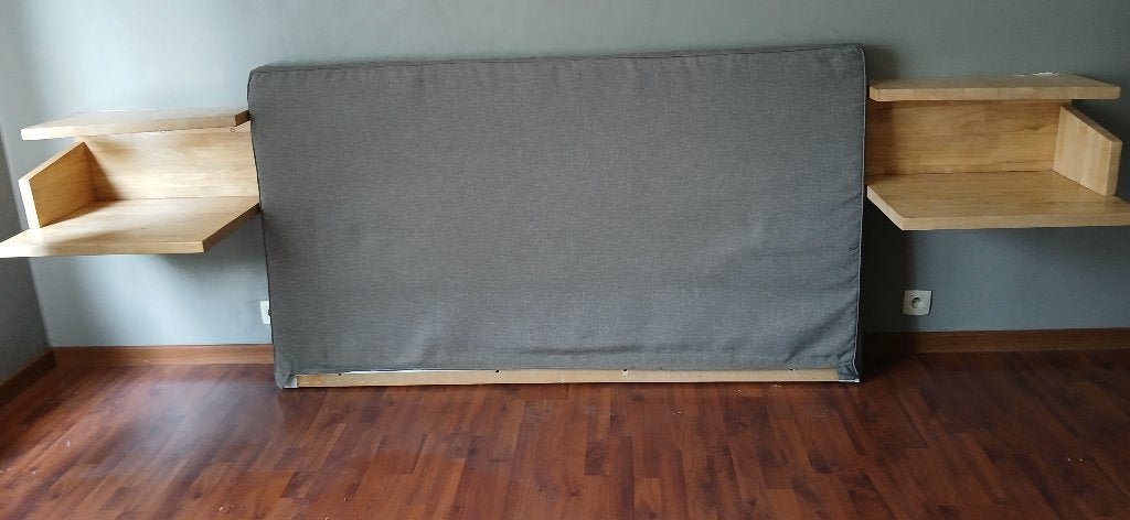 Tête de lit avec housse, Gris, Comme neuf, Enlèvement, Parure de lit