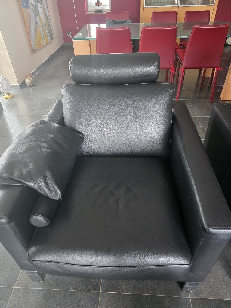 Fauteuils en cuir noir, 75 à 100 cm, Contemporain, Enlèvement, Utilisé