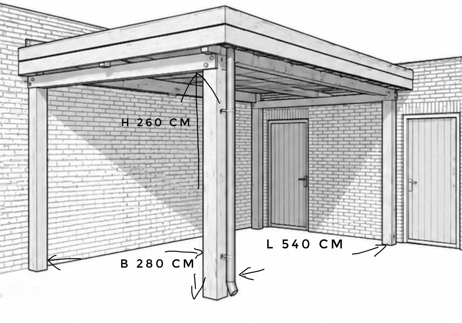 Carport hout, Ophalen, Gebruikt, Carport