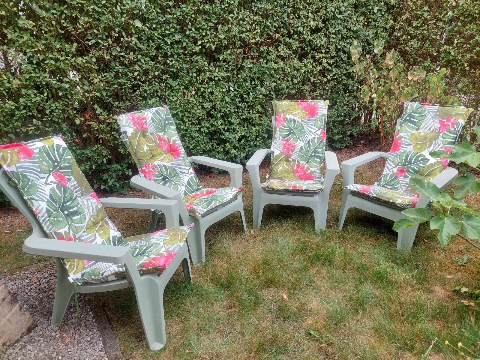 relax tuinstoelen, set van 4 incl kussens, Tuin en Terras, Tuinstoelen, Ophalen, Plastic, Stapelbaar