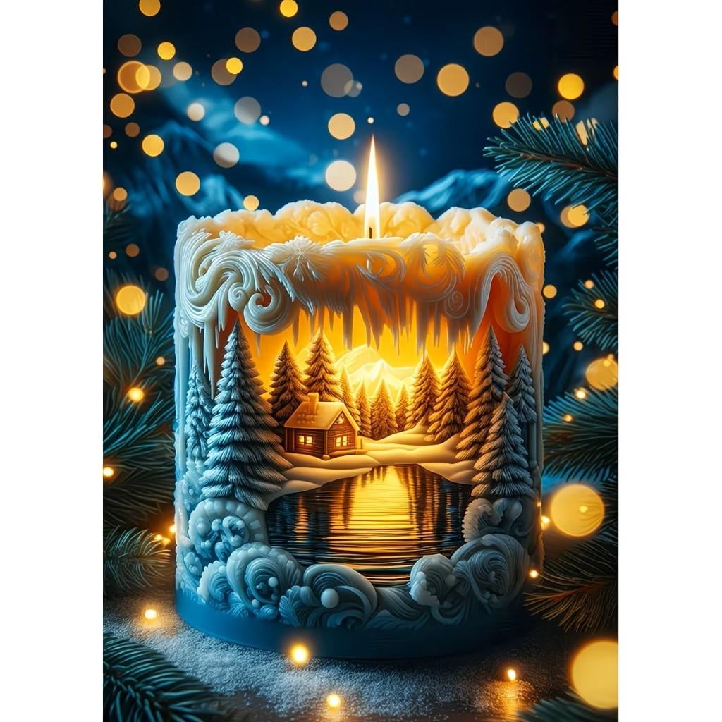 nr 70 Diamond Painting landschap kaars 50x40cm (vierkant), Verzenden, Overige thema's, Nieuw, Meerkleurig