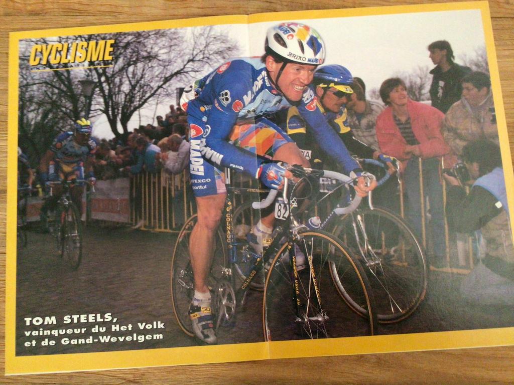 Wielerposter team mapei tom steels, Verzenden, Zo goed als nieuw