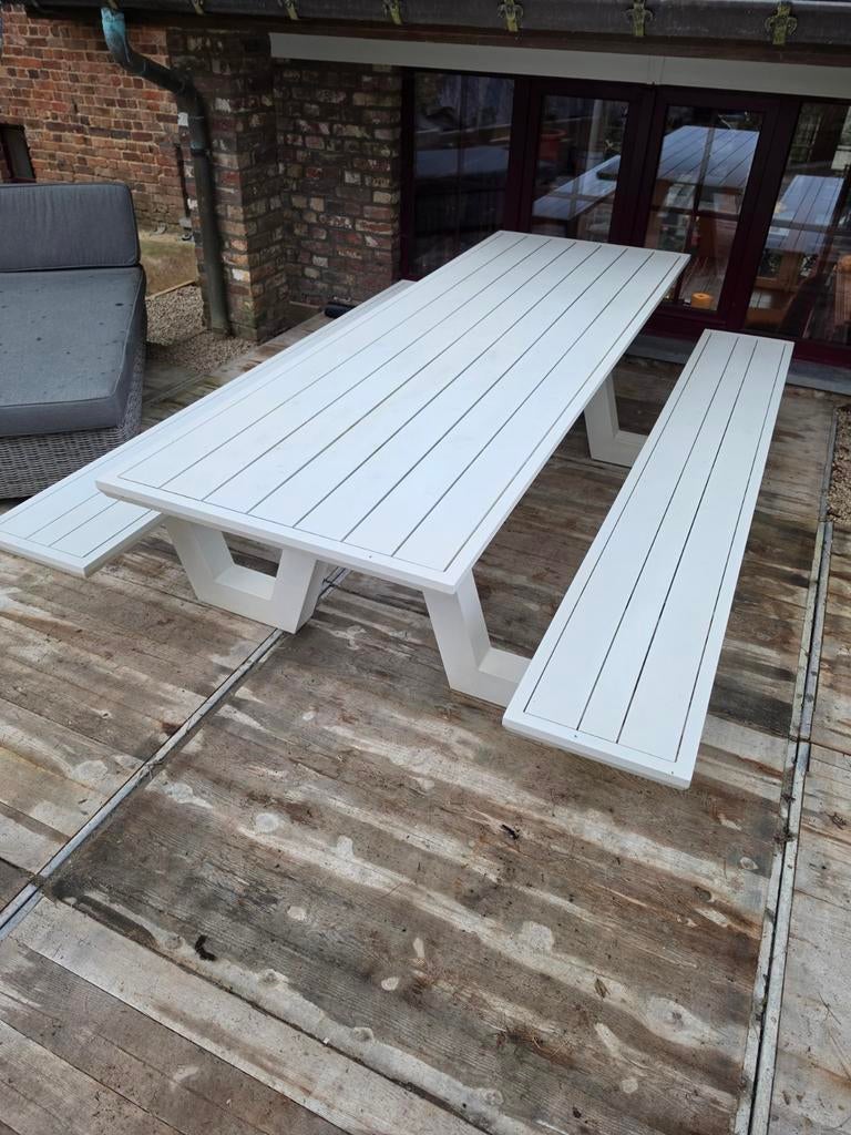 Witte tuintafel, Tuin en Terras, Picknicktafels, Ophalen, Aluminium