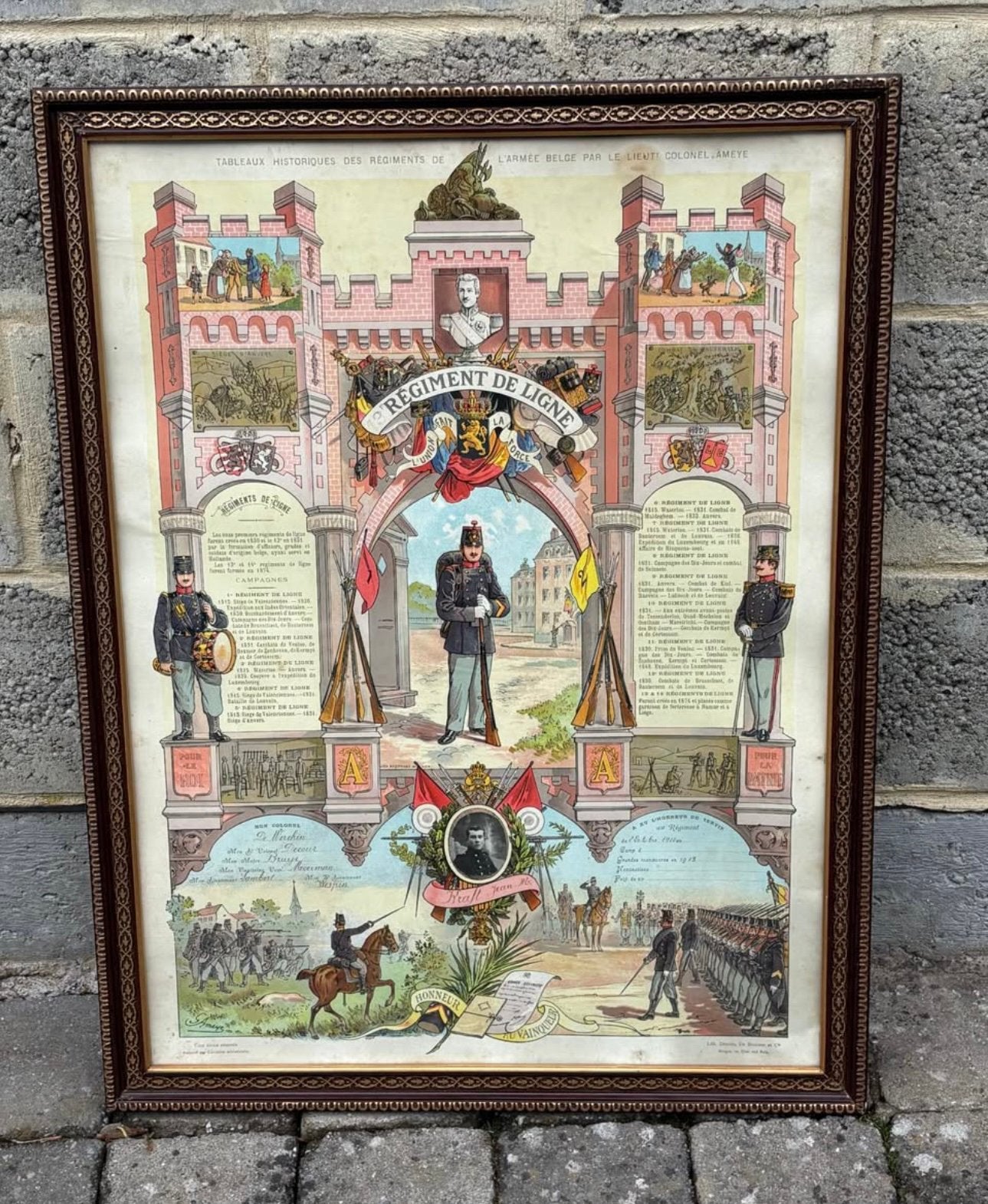 Cadre sur les régiments de ligne ABBL 58 x 75 cm, Collections, Objets militaires | Seconde Guerre mondiale, Enlèvement
