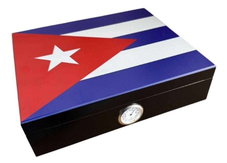 HUMIDOR CUBA VLAG  HYGOMETER AAN BUIJTENZIJDE AFLEESBAAR h39, Verzamelen, Verzenden, Nieuw, Tabaksdoos of Verpakking