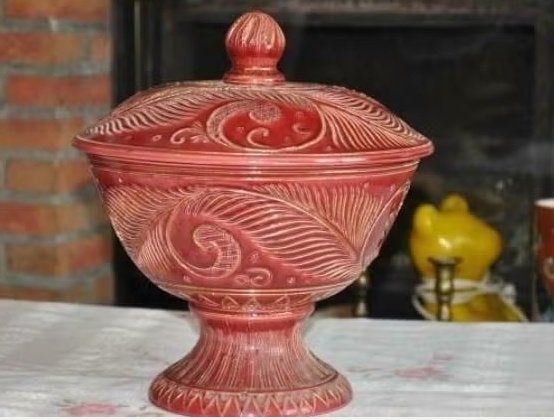 § faience maitrise baudour rouge fontaine piece unique, Antiquités & Art, Enlèvement ou Envoi