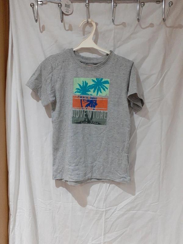 T-shirt gris moucheté bleu manche courte tissaia 8 ans, Garçon, Enlèvement ou Envoi, Chemise ou À manches longues, Tissaia