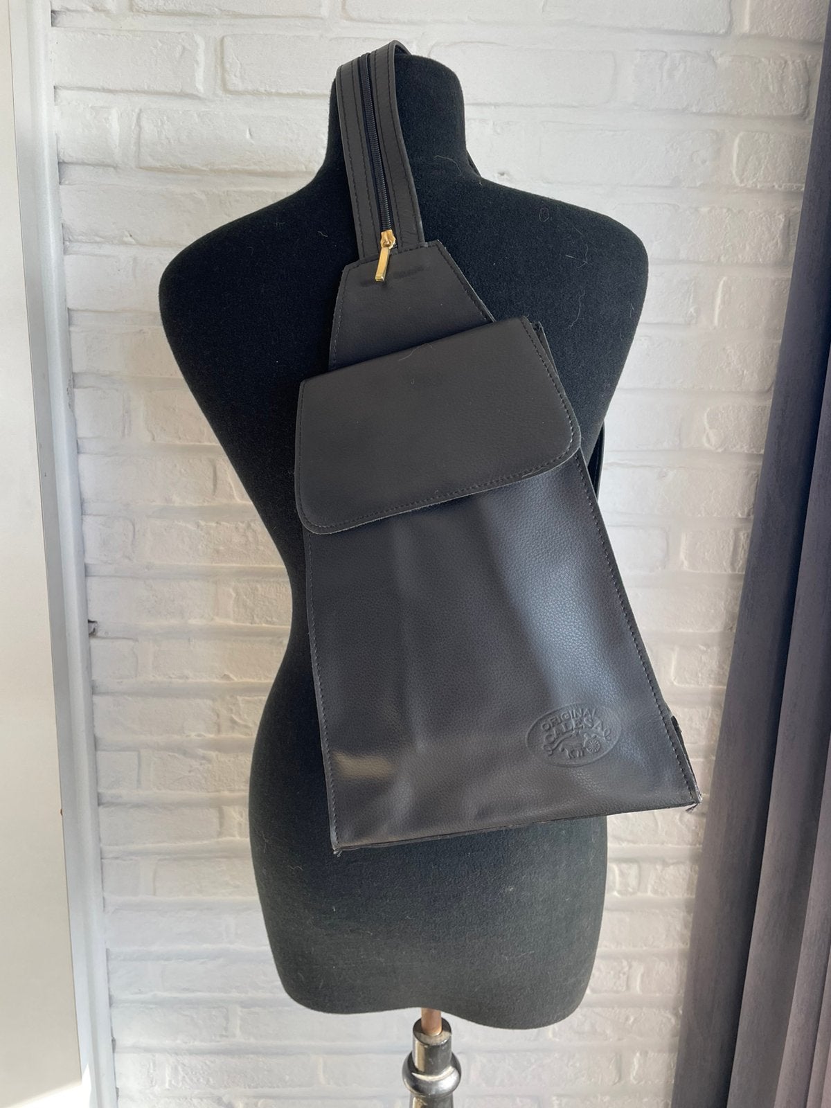 100% Echt Leer Rugzak - Made in Spain - Vintage 90s - Calesa, Handtassen en Accessoires, Ophalen of Verzenden, Nieuw, Zwart, Schoudertasje