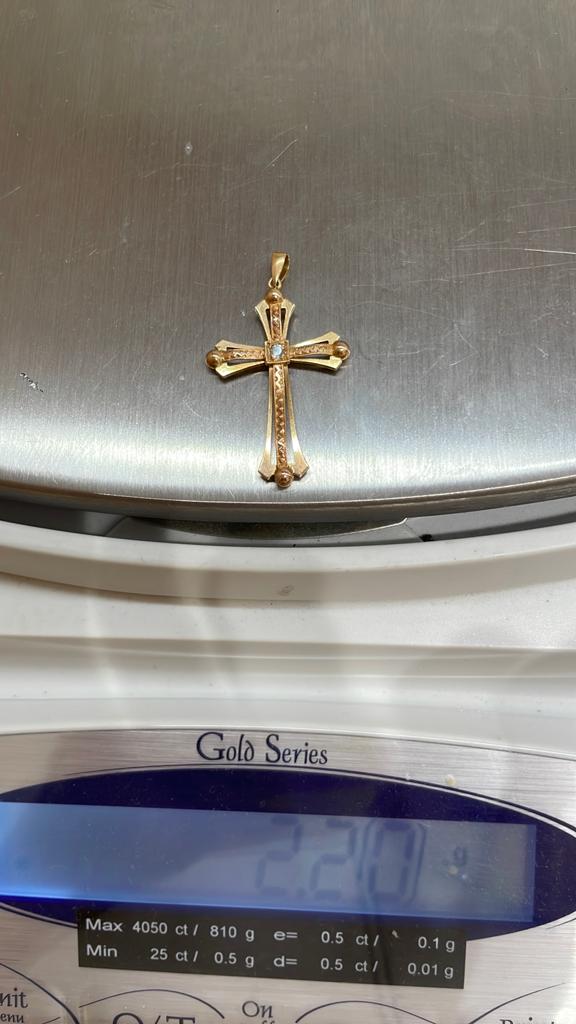 Gouden kruisje met zirkonium, Verzenden, Goud