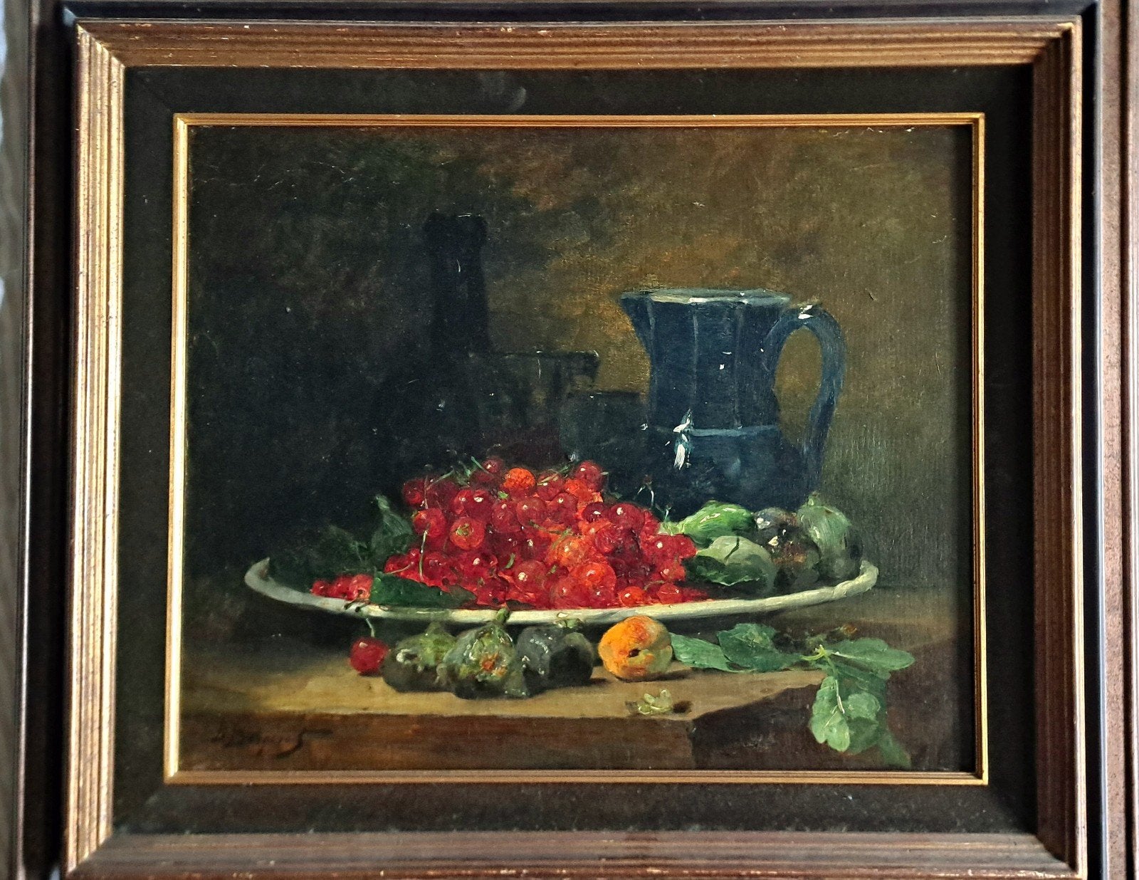 Denis Pierre Bergeret (1846 - 1910) nature morte aux cerises, Enlèvement, Nature morte
