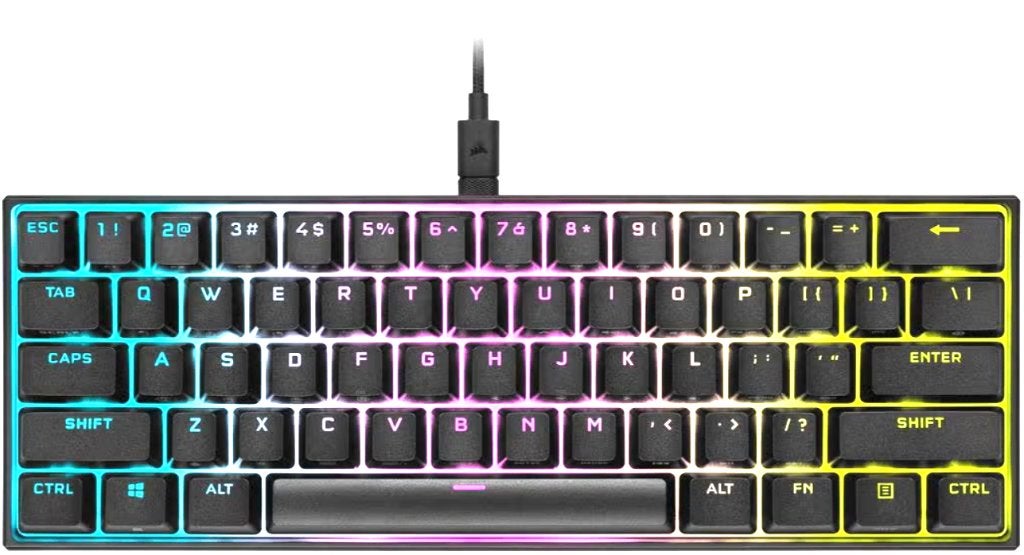 Corsair compact toetsenbord RGB, Computers en Software, Ophalen, Verlichte toetsen, Azerty, Zo goed als nieuw