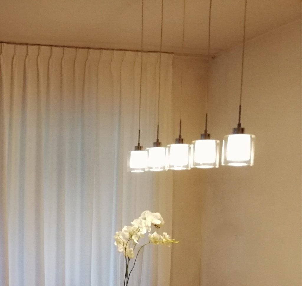 Hanglamp eettafel, Huis en Inrichting, Lampen | Hanglampen, Ophalen, Zo goed als nieuw, Glas