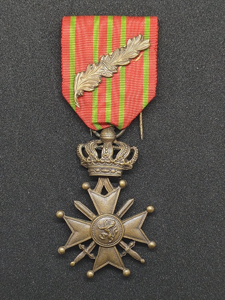 Belgisch Oorlogskruis WO I (1914-1918) met Bronzen Palm, Verzamelen, Ophalen of Verzenden, Landmacht, Lintje, Medaille of Wings