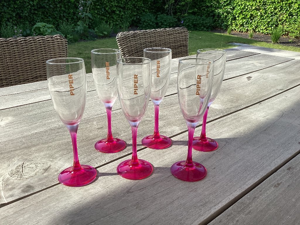 6 Piper Heidsieck rosé champagneglazen, Ophalen, Glas of Glazen, Nieuw, Glas