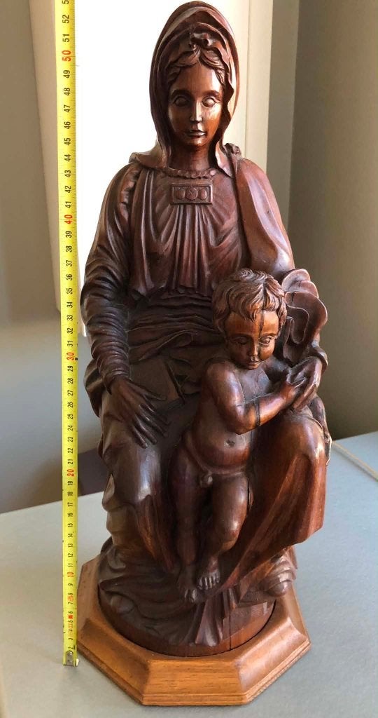 houten beeld, Bois, Brun, Religion, 50 - 100 cm