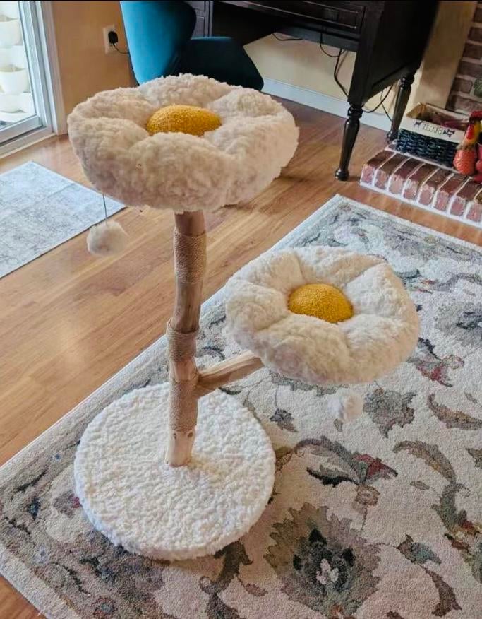 Design krabpaal bloem – naturel hout & super schattig, Dieren en Toebehoren, Ophalen of Verzenden, Zo goed als nieuw, Krabpaal