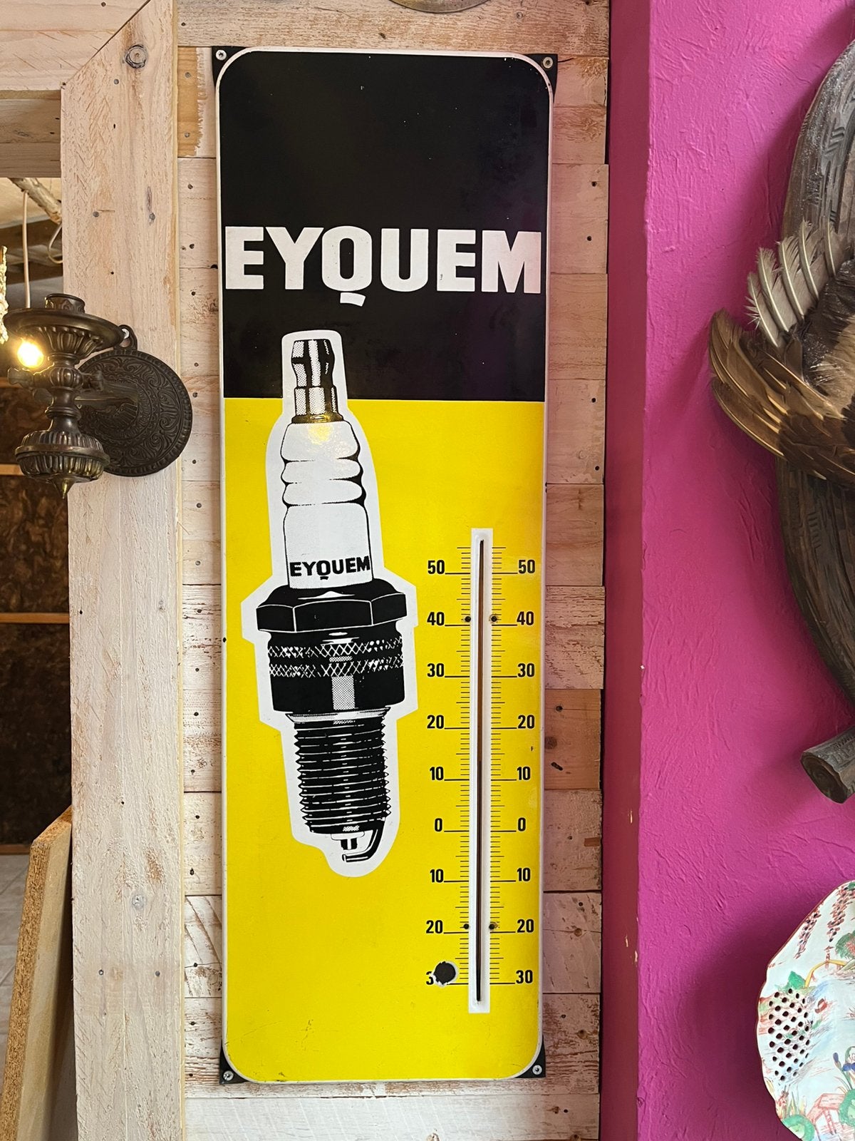 Eyquem emaille thermometer, Verzamelen, Ophalen of Verzenden, Gebruikt, Reclamebord