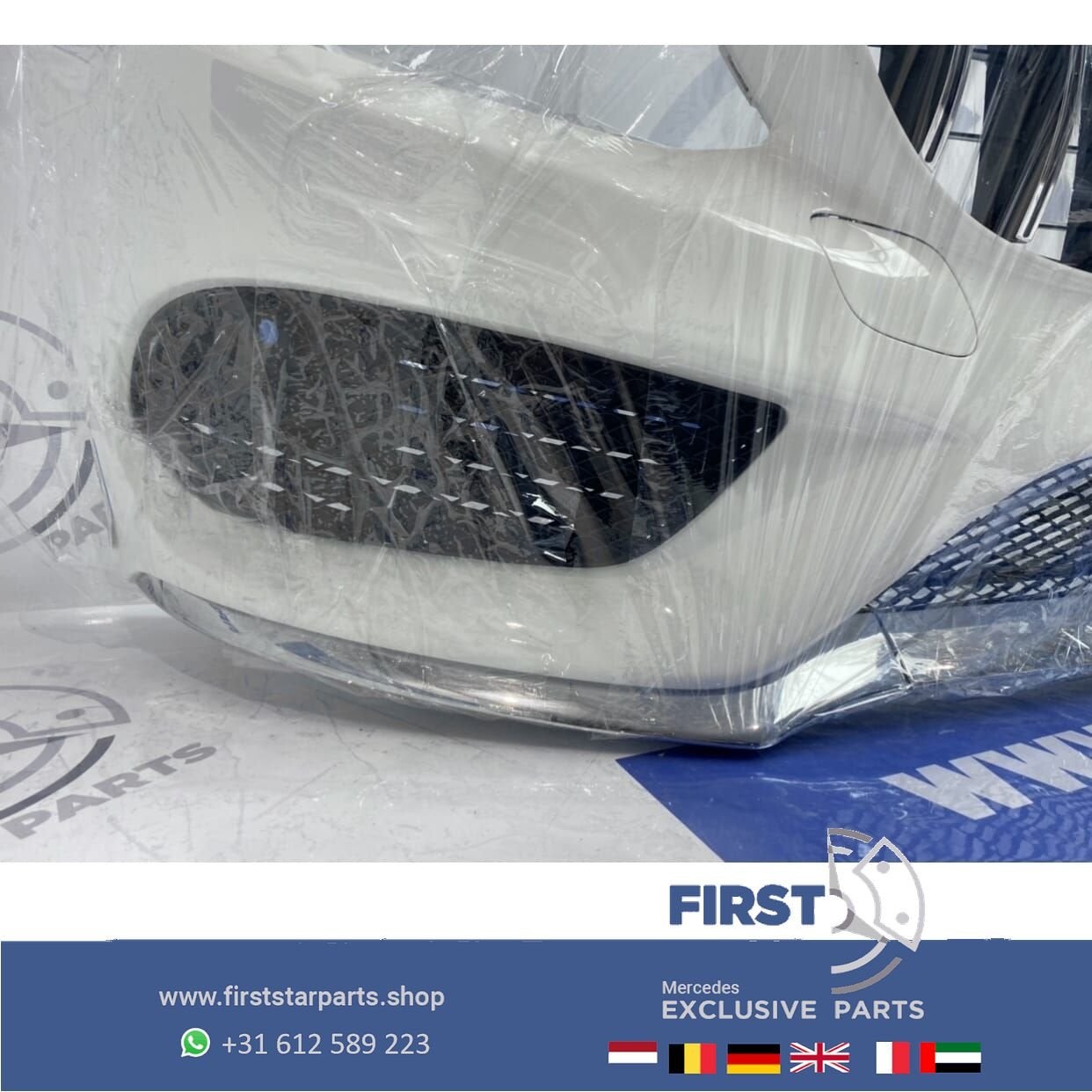 W205 A205 AMG VOORBUMPER WIT origineel Mercedes C KLASSE 201, Gebruikt, -, Voor, Ophalen of Verzenden