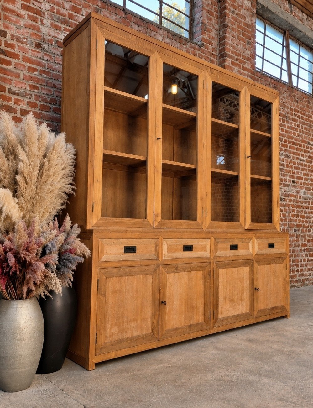 teak vitrinekast/buffetkast, Huis en Inrichting, Ophalen, 200 cm of meer, ., Landelijk  modern