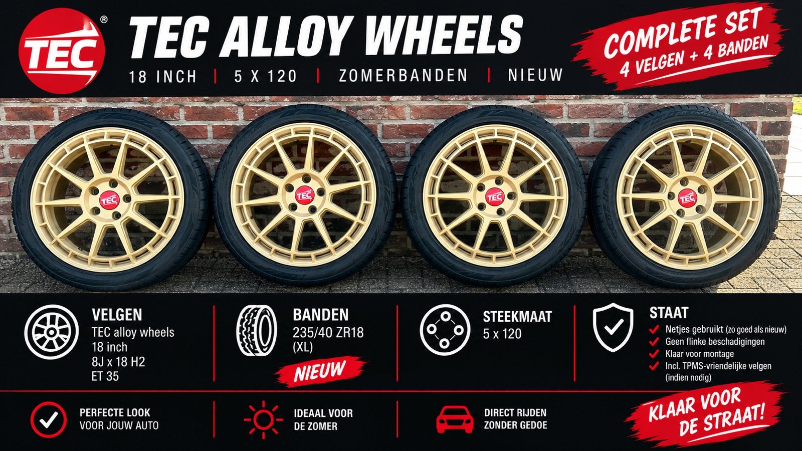 TEC velgen 5x120, Ophalen, 18 inch, Nieuw, Band(en)