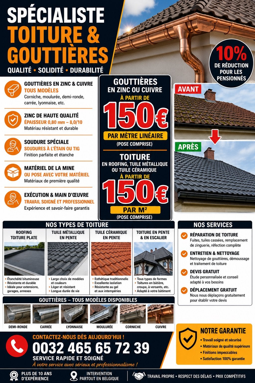 Couvreur Professionn Devis Gratuit 24h Appelez 0465 65 72 39, Enlèvement ou Envoi, Neuf, Tuiles