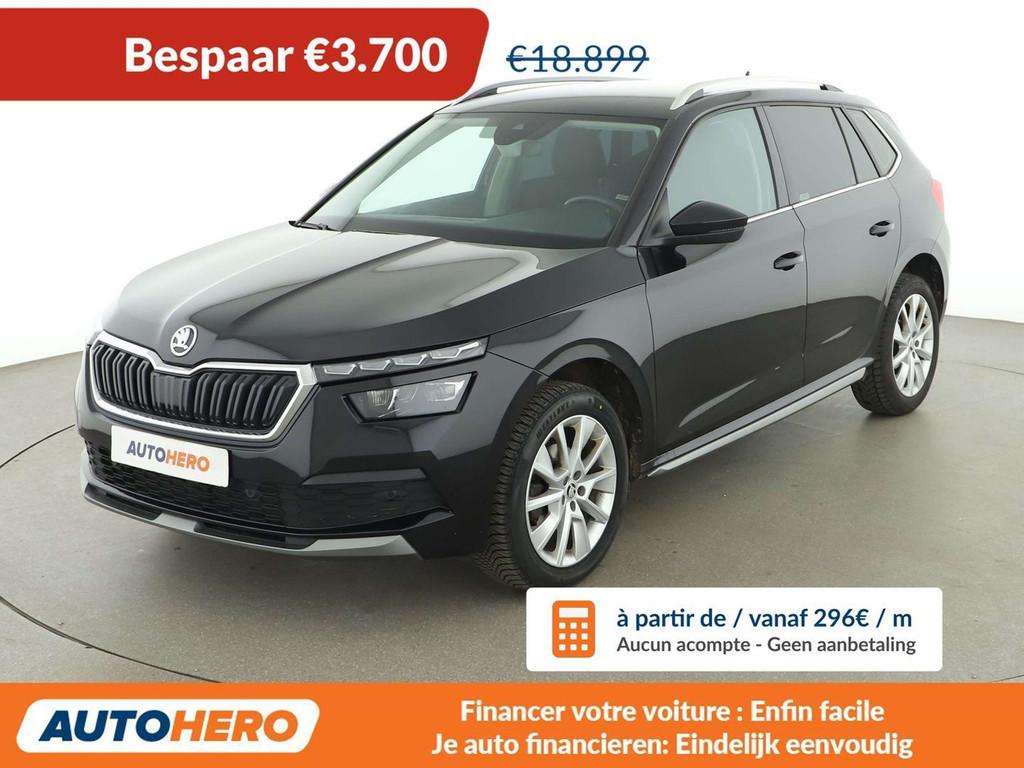 Skoda Kamiq 1.0 TSI Style (bj 2021, automaat), Auto's, Skoda, Stof, Gebruikt, Euro 6, Zwart