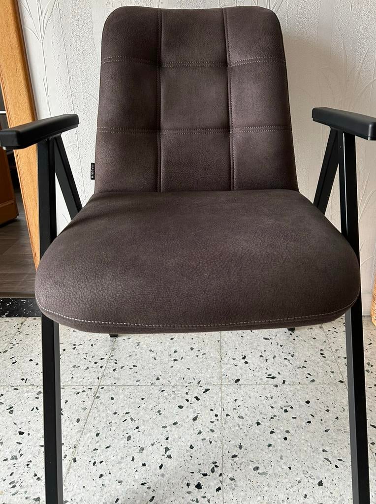 Chaise anthracite avec accoudoirs mxsofa qualité supérieure, Enlèvement ou Envoi, Neuf, Tissus, Une