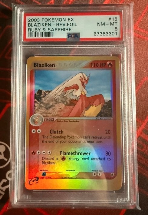 Blaziken #15 Reverse Holo | EX Ruby & Sapphire | PSA 8, Enlèvement ou Envoi, Neuf, Cartes en vrac, Foil