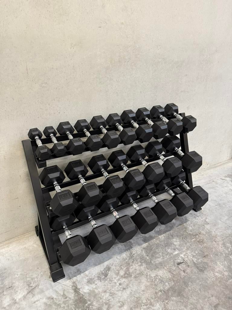 Hex dumbbells 2,5–30 kg + rek | Heavy, Ophalen of Verzenden, Nieuw, Benen, Dumbbell