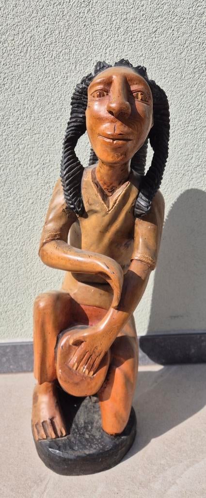 Statue en bois musicien rasta, Antiquités & Art, Art | Sculptures & Bois, Enlèvement ou Envoi