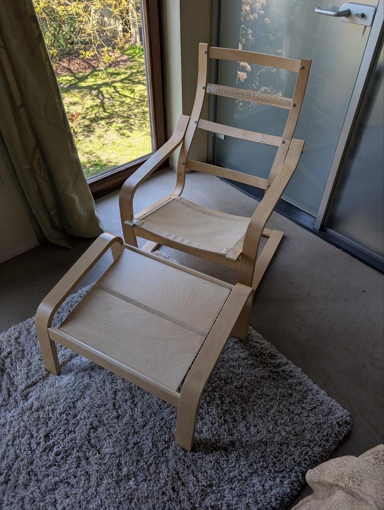 IKEA POÄNG fauteuil en voetenbank, Enlèvement, Utilisé, Bois