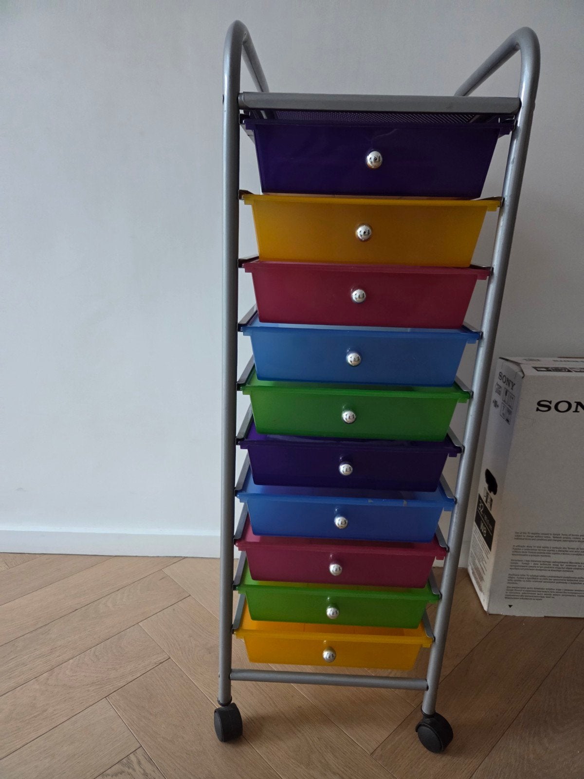 meubles de rangement à tiroirs multicolores sur roulette, Maison & Meubles, 40 cm, Avec roues, Enlèvement, Utilisé