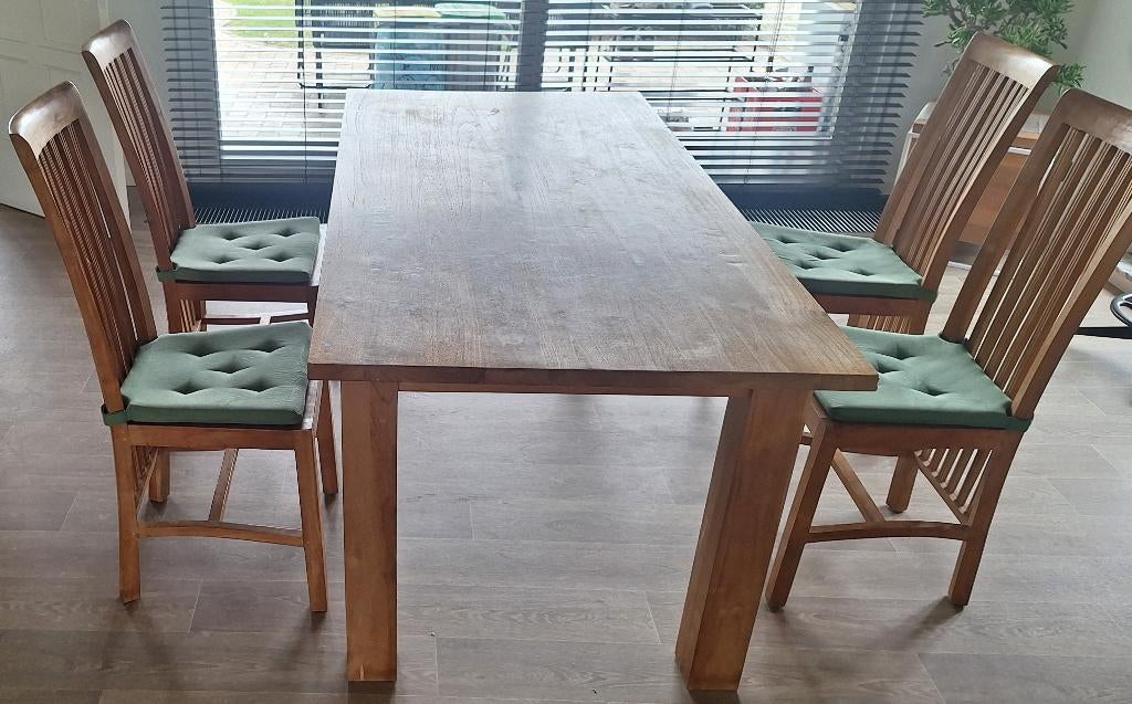 Tafel met 4 stoelen, Huis en Inrichting, Tafels | Eettafels, Ophalen, Gebruikt, Eikenhout, 50 tot 100 cm