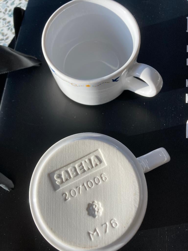 2 tasses à moka Sabena, Uni, Poterie, Comme neuf, Enlèvement