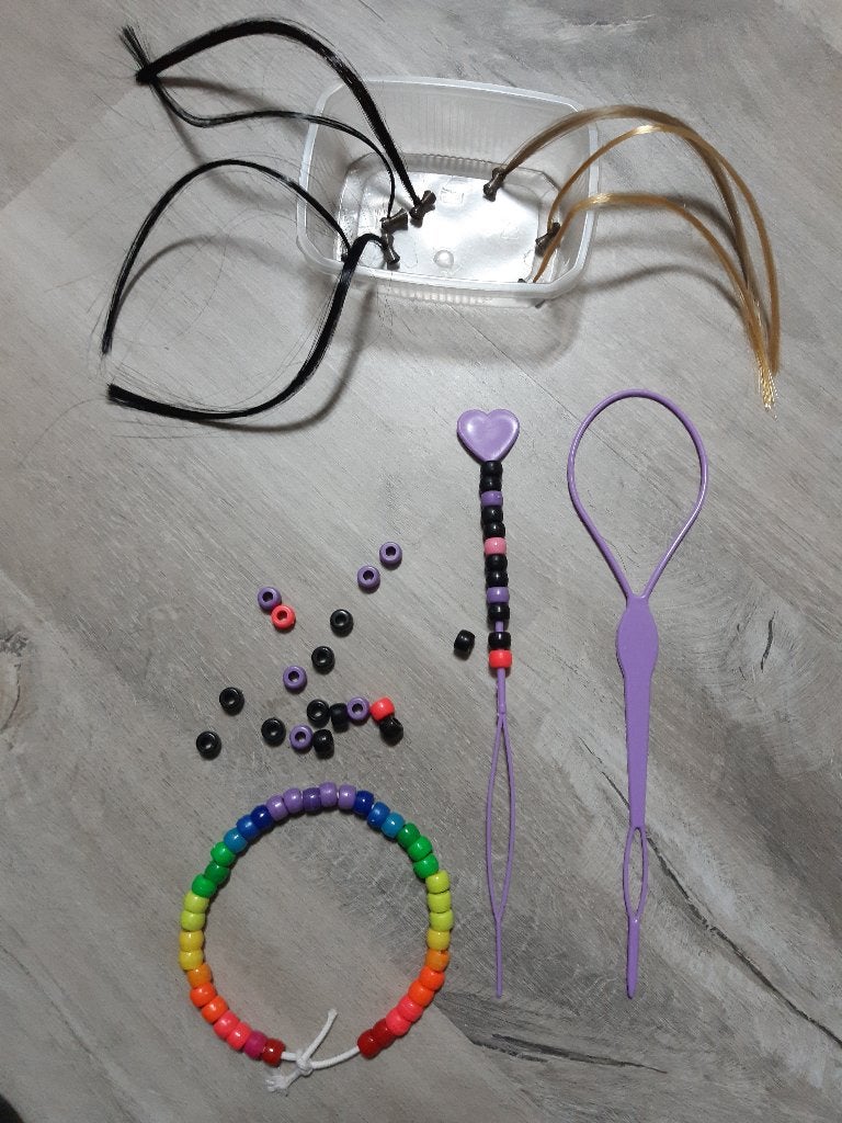Enfile-perles - fil à cheveux, perles + perles + 7 rallonges, Enlèvement ou Envoi, Comme neuf, Perle