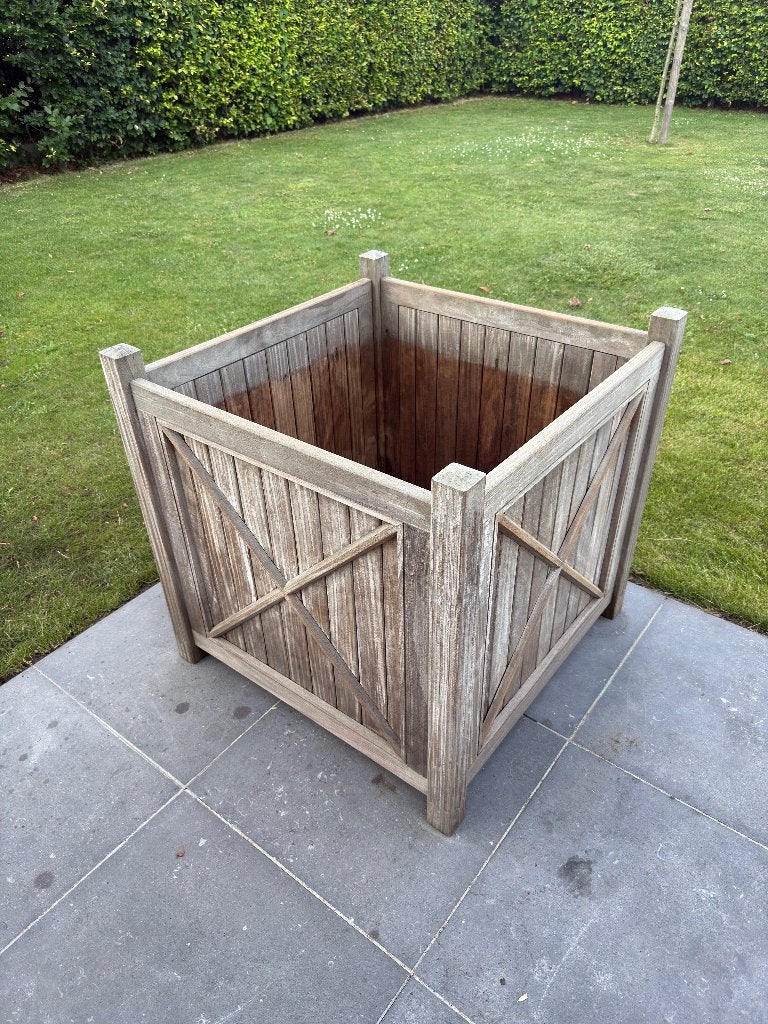 Bloembak afromosia (80x80x80 cm), Ophalen, Gebruikt, Vierkant, Balkon