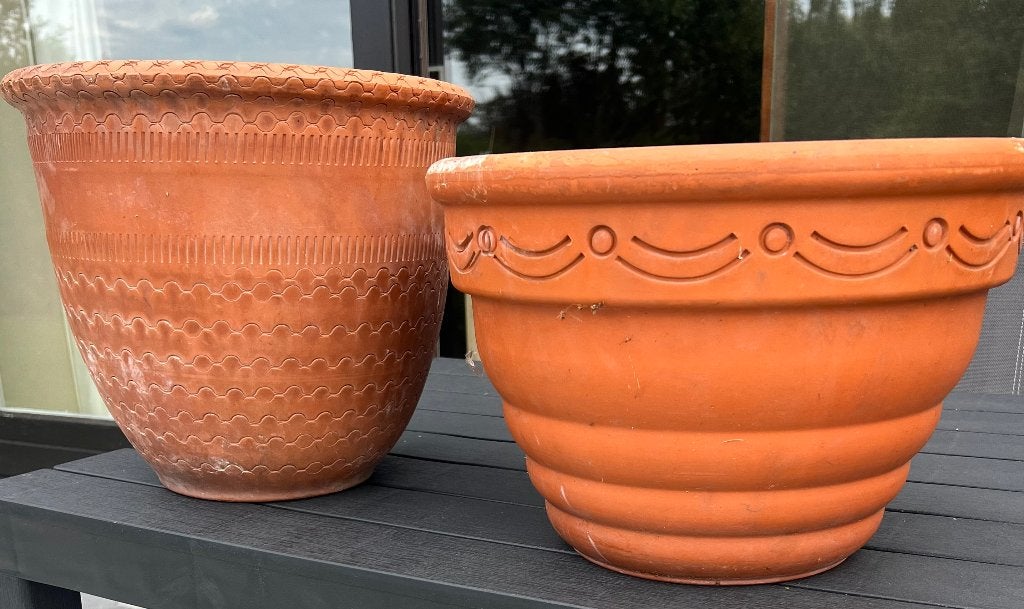 2 grands pots de fleurs en terre cuite (prix est prix total), Enlèvement, Utilisé, Terracotta