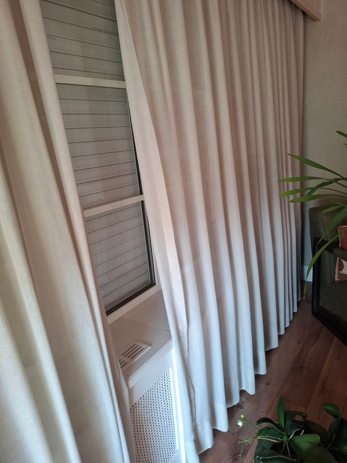 Draps en lin, tissu fluide avec rail de 380 cm., Enlèvement