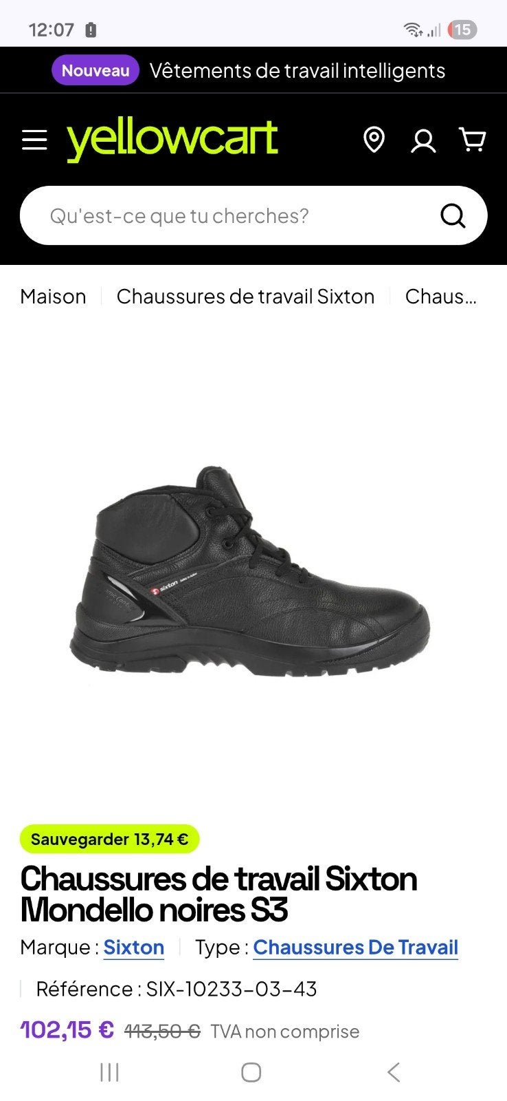 Chaussures de sécurité 43, Enlèvement ou Envoi, Neuf