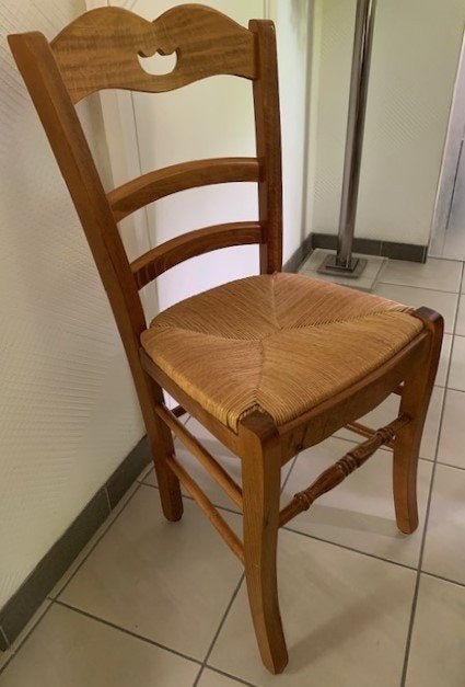 Eikenhouten stoelen met rieten zitting - Set van 2, Ophalen, Gebruikt, Twee, Bruin