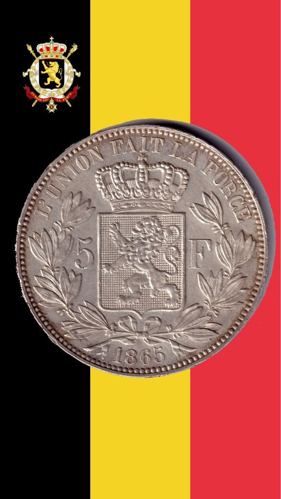 VARIANTE RARE : 5 francs 1865 (2x UNION N) - Léopold I, Enlèvement ou Envoi, Monnaie en vrac, Argent, Argent