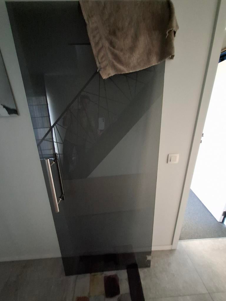 Glazen binnendeur, grijs/zwart glas, Ophalen, Glas, Binnendeur