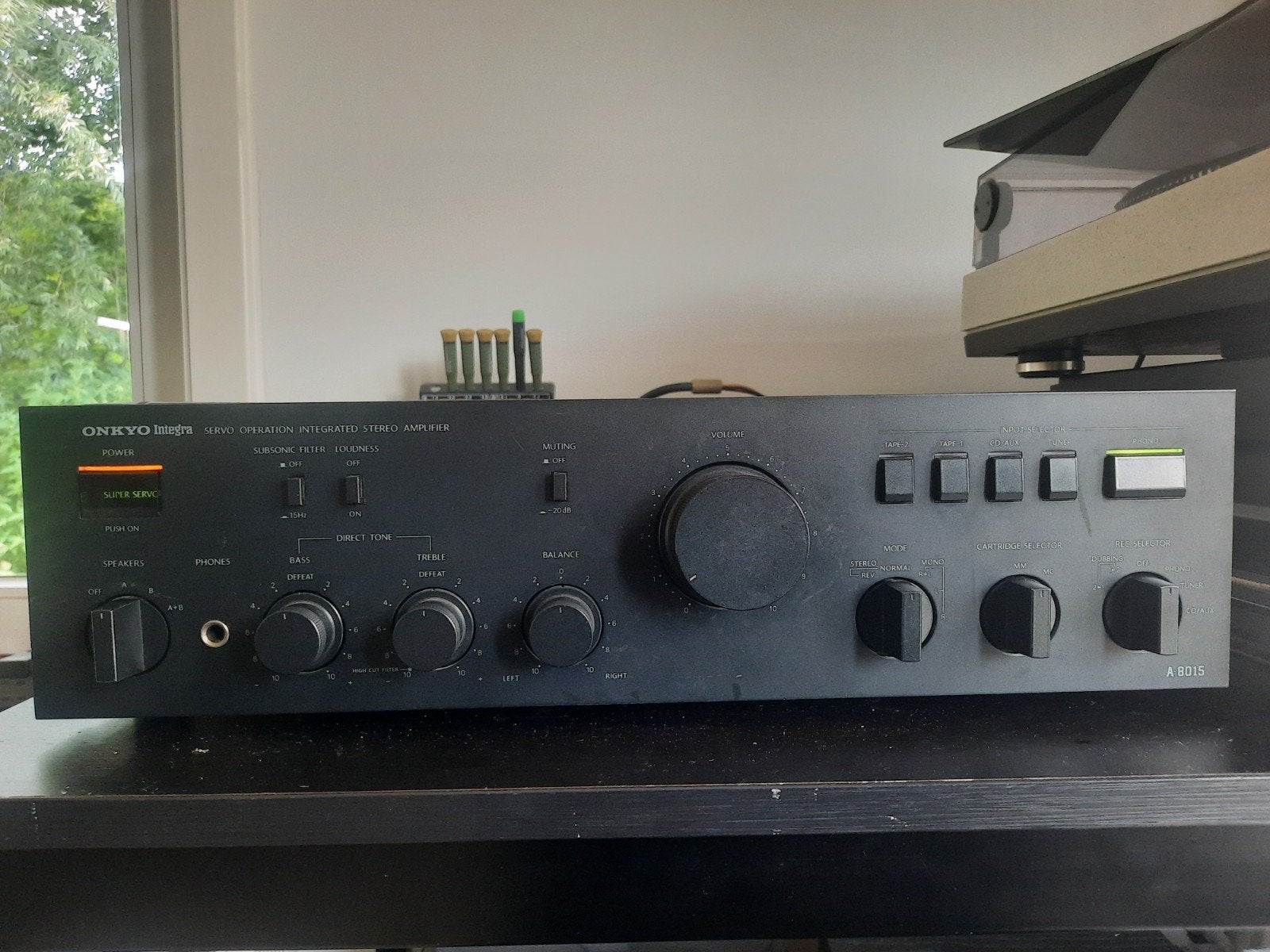 Onkyo integra A-8015 versterker nog in goede staat., Audio, Tv en Foto, Versterkers en Ontvangers, Ophalen, Gebruikt, 60 tot 120 watt