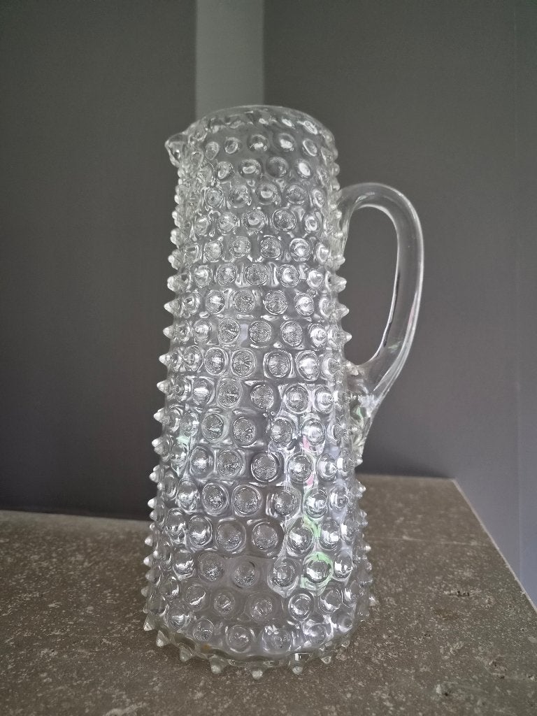 Antieke  glazen noppenkan – hobnailglas  27,5 cm, Antiek en Kunst, Ophalen