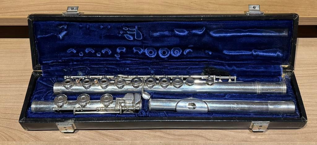 Zilveren dwarsfluit Gemeinhardt, Musique & Instruments, Enlèvement, Utilisé, Flûte traversière, Avec valise ou sac