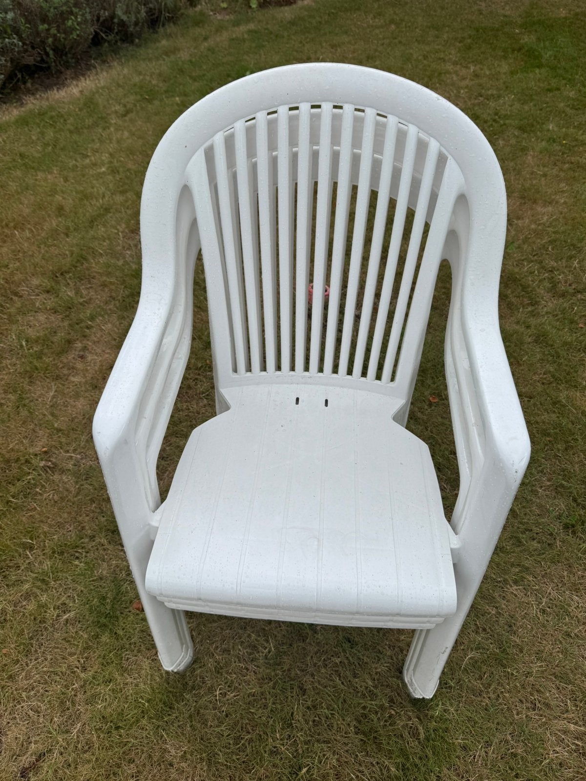 Tuinstoelen kunststof wit 3 stuks, Ophalen, Gebruikt, Kunststof, Stapelbaar