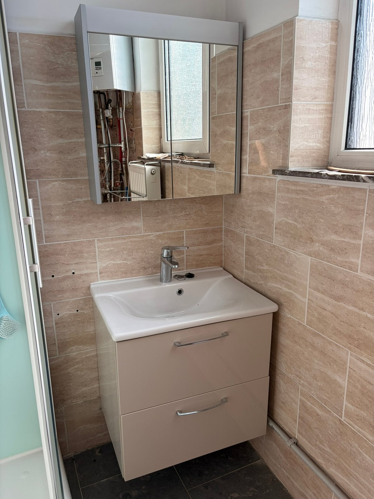 Meubles de salle de bain + douche, Enlèvement, Utilisé, Meuble lavabo